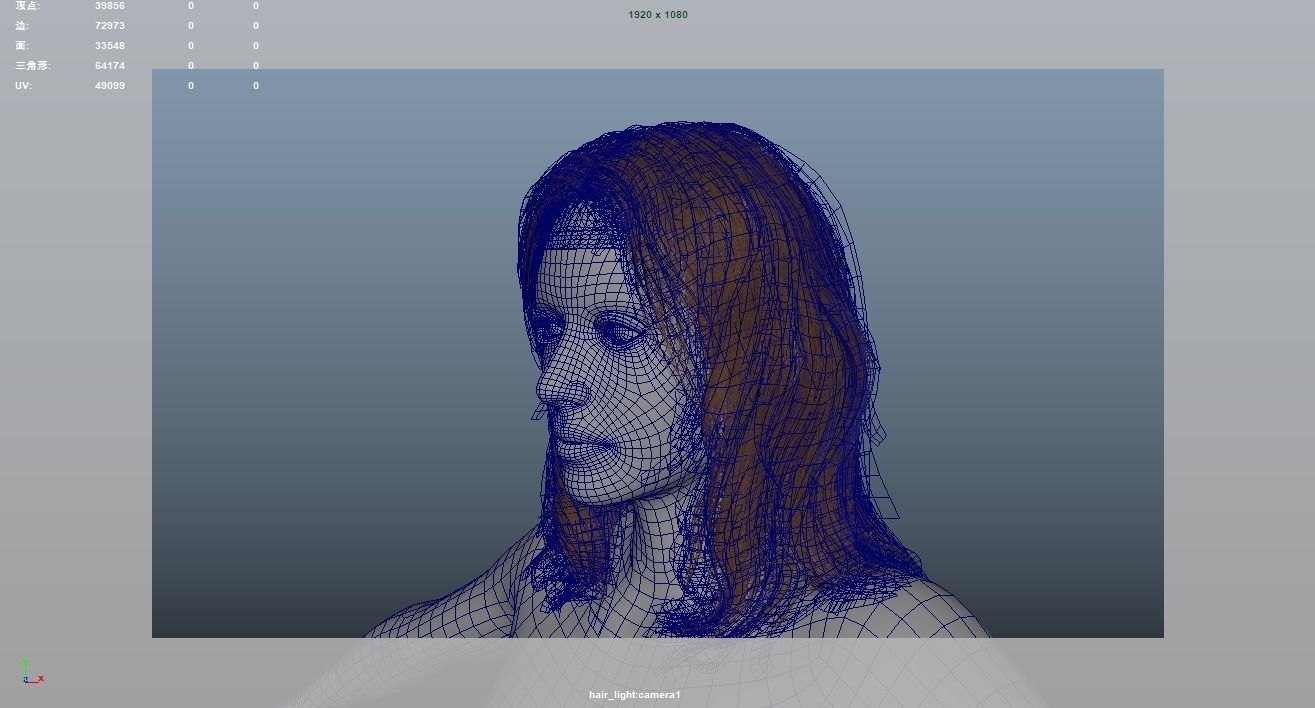 Realistic Female Hair Low-poly 3D model_7