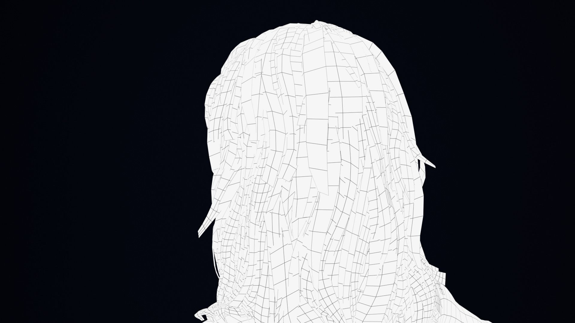 Realistic Female Hair Low-poly 3D model_5