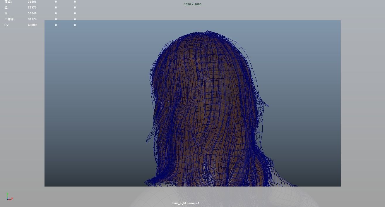 Realistic Female Hair Low-poly 3D model_8