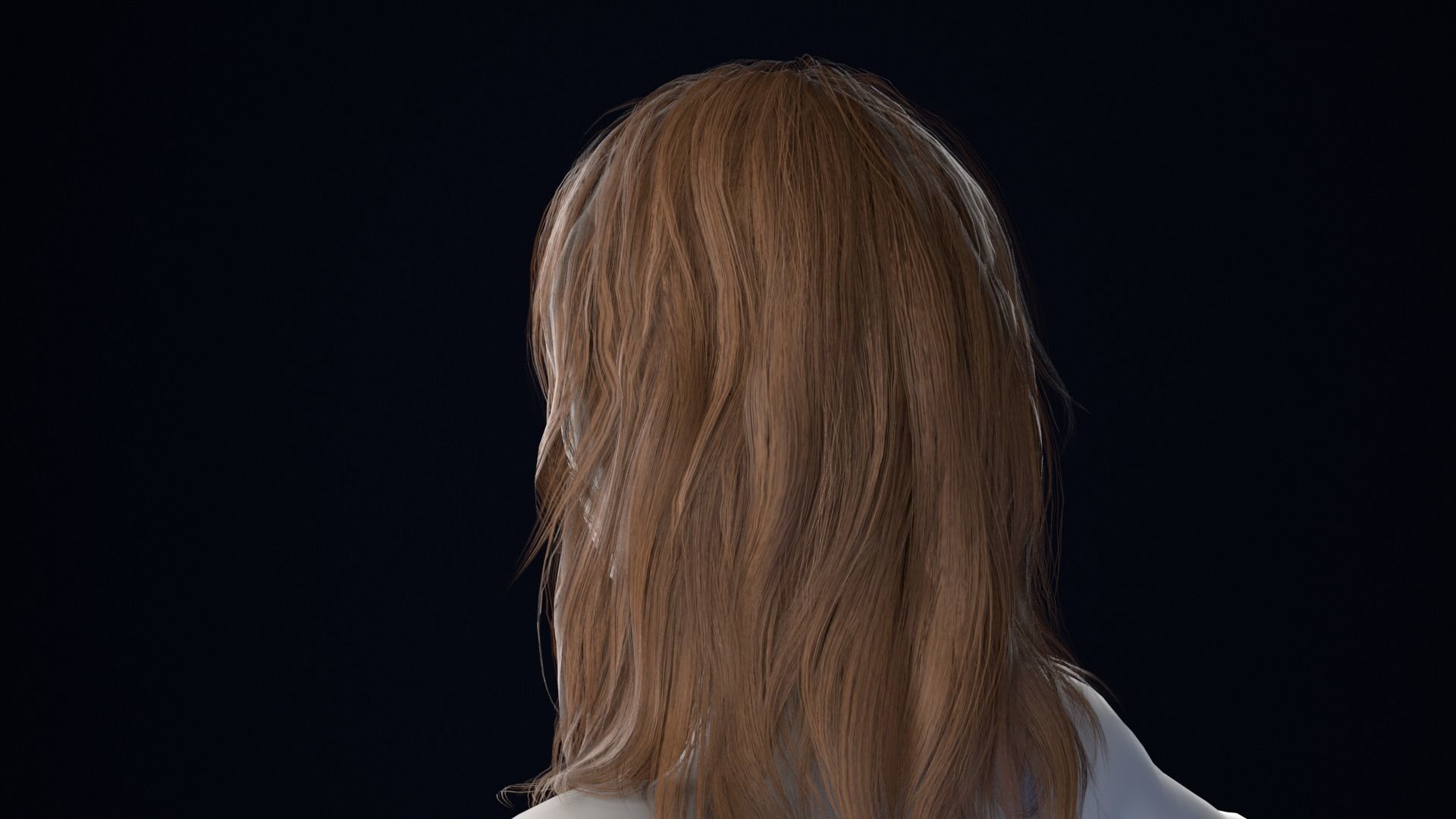 Realistic Female Hair Low-poly 3D model_2