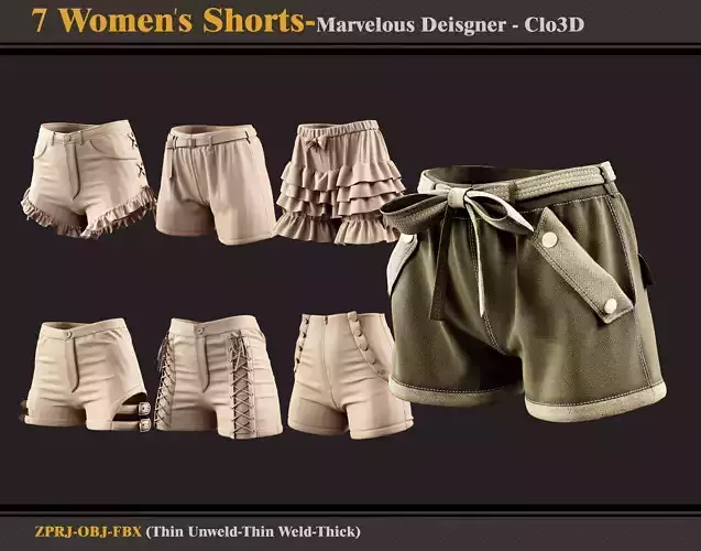 7 Women Shorts-zprj-fbx-obj