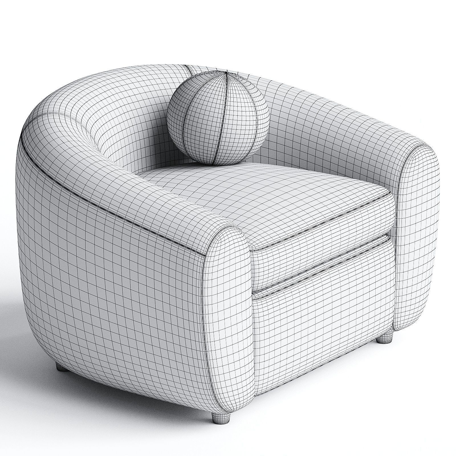 Curved Boucle Sofa 3D model_2