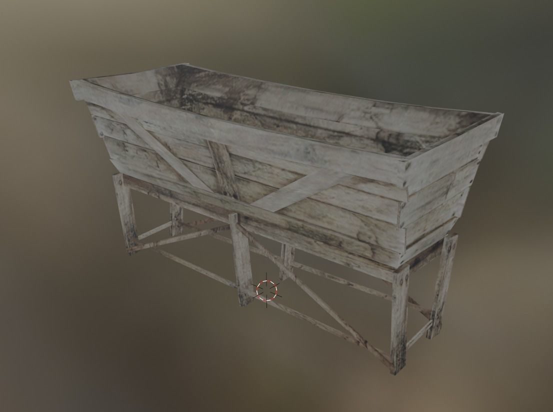 wood feed trough Low-poly 3D model_2