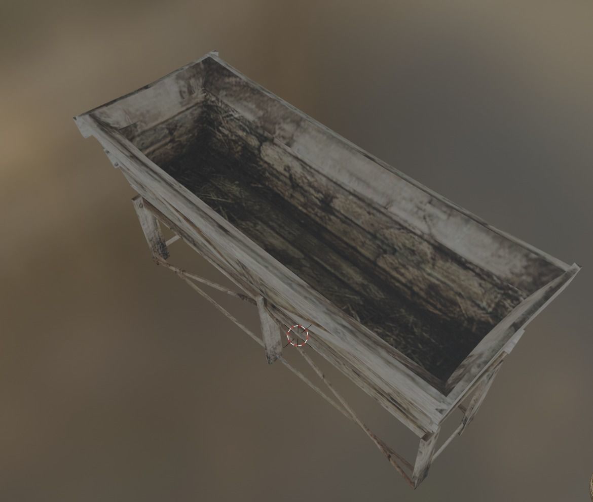 wood feed trough Low-poly 3D model_1