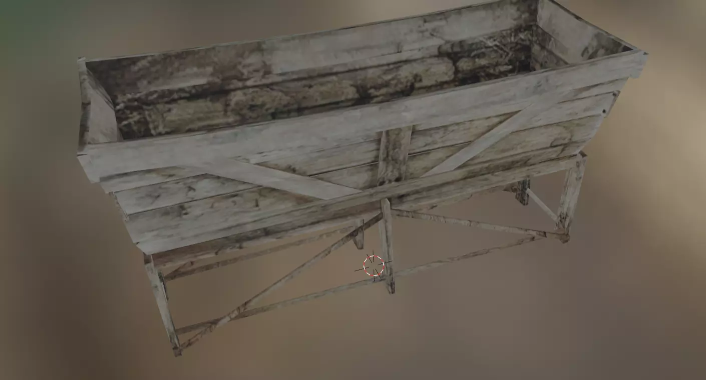 wood feed trough Low-poly 3D model_0