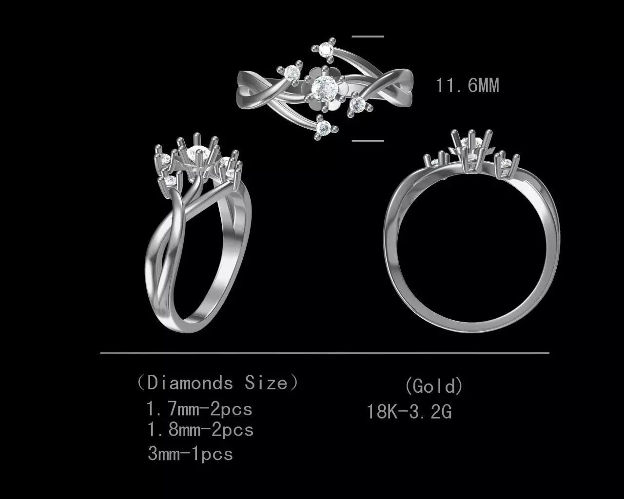 Fancy Diamond Ring Free 3D print model
