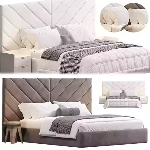 Chianti bed with wide headboard by sensorslee 3D model