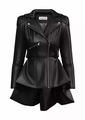 Alexander McQueen Leather Peplum Jacket - CLO3D  3D model