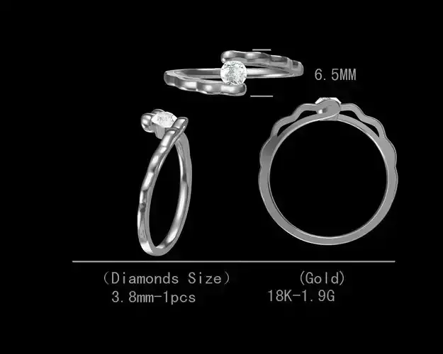 Round twist curve diamond rings 