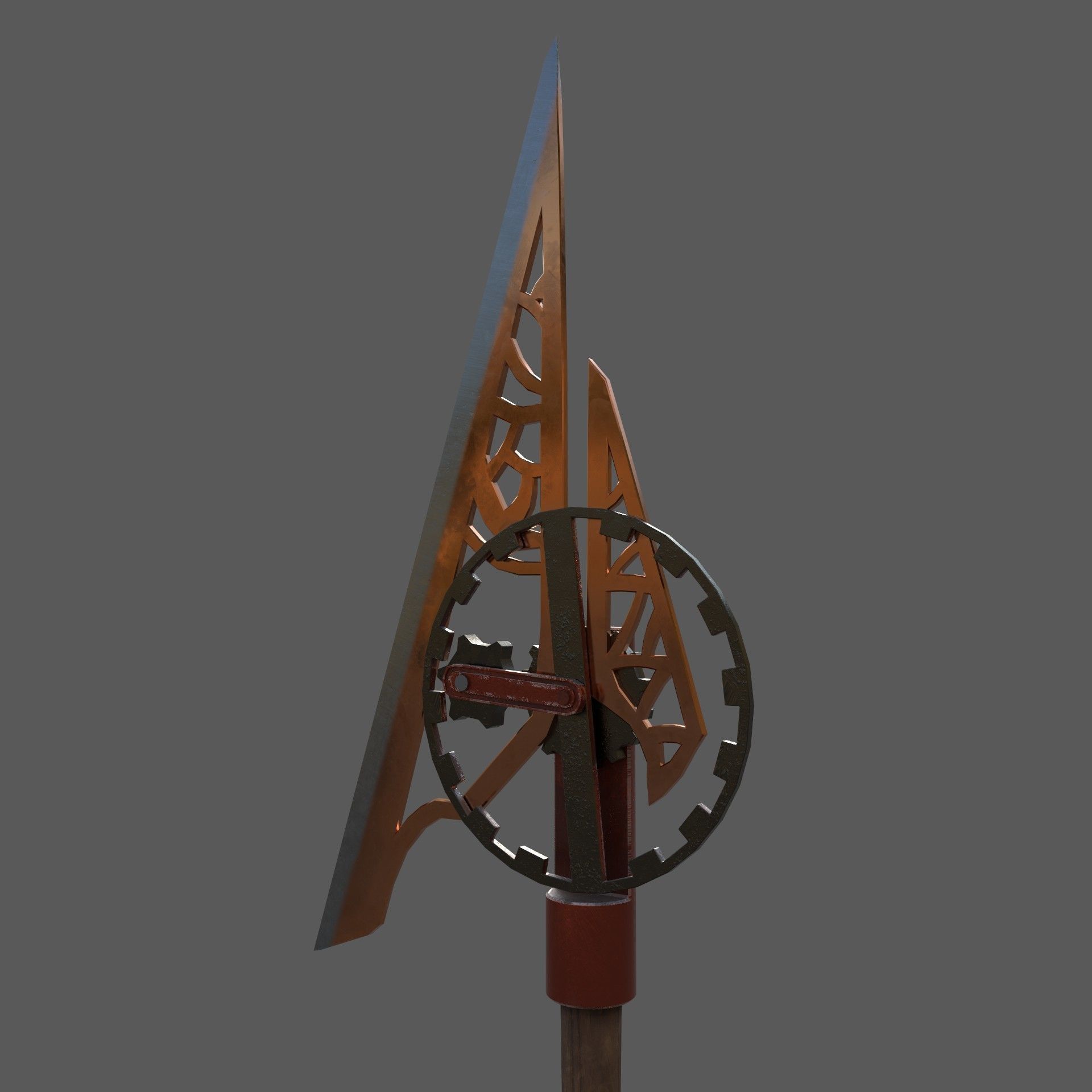 steampunk spear Low-poly 3D model_2