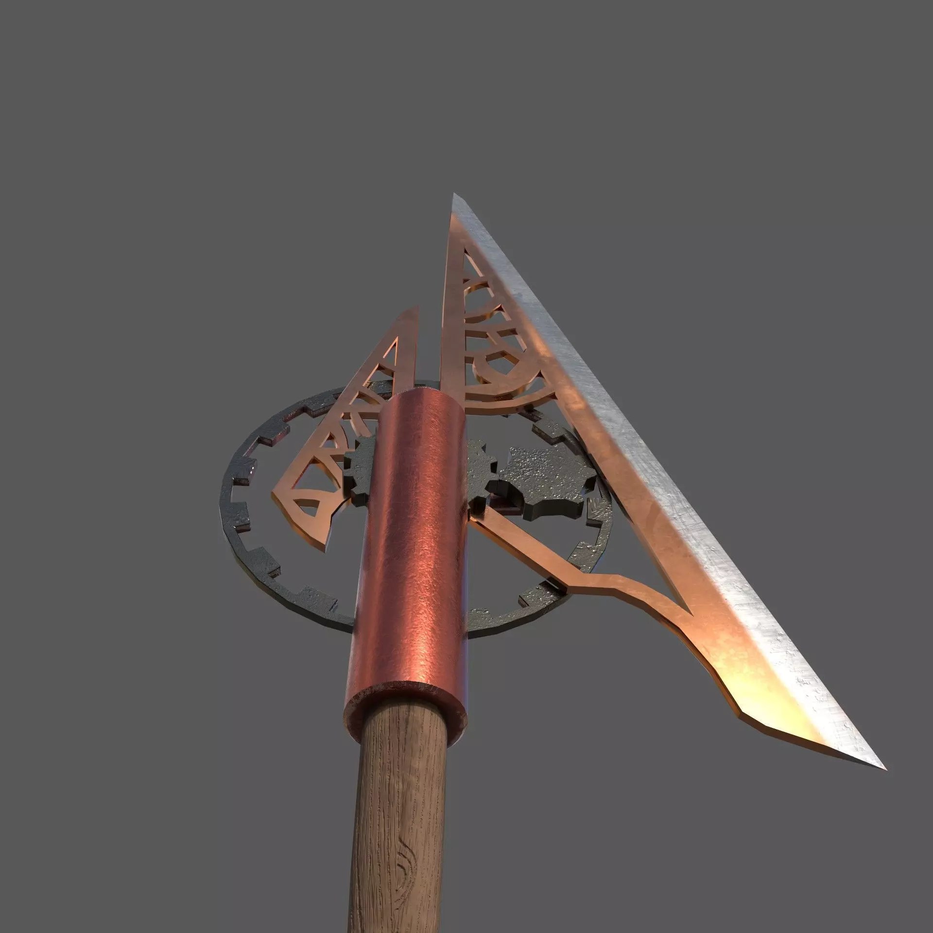 steampunk spear Low-poly 3D model_0