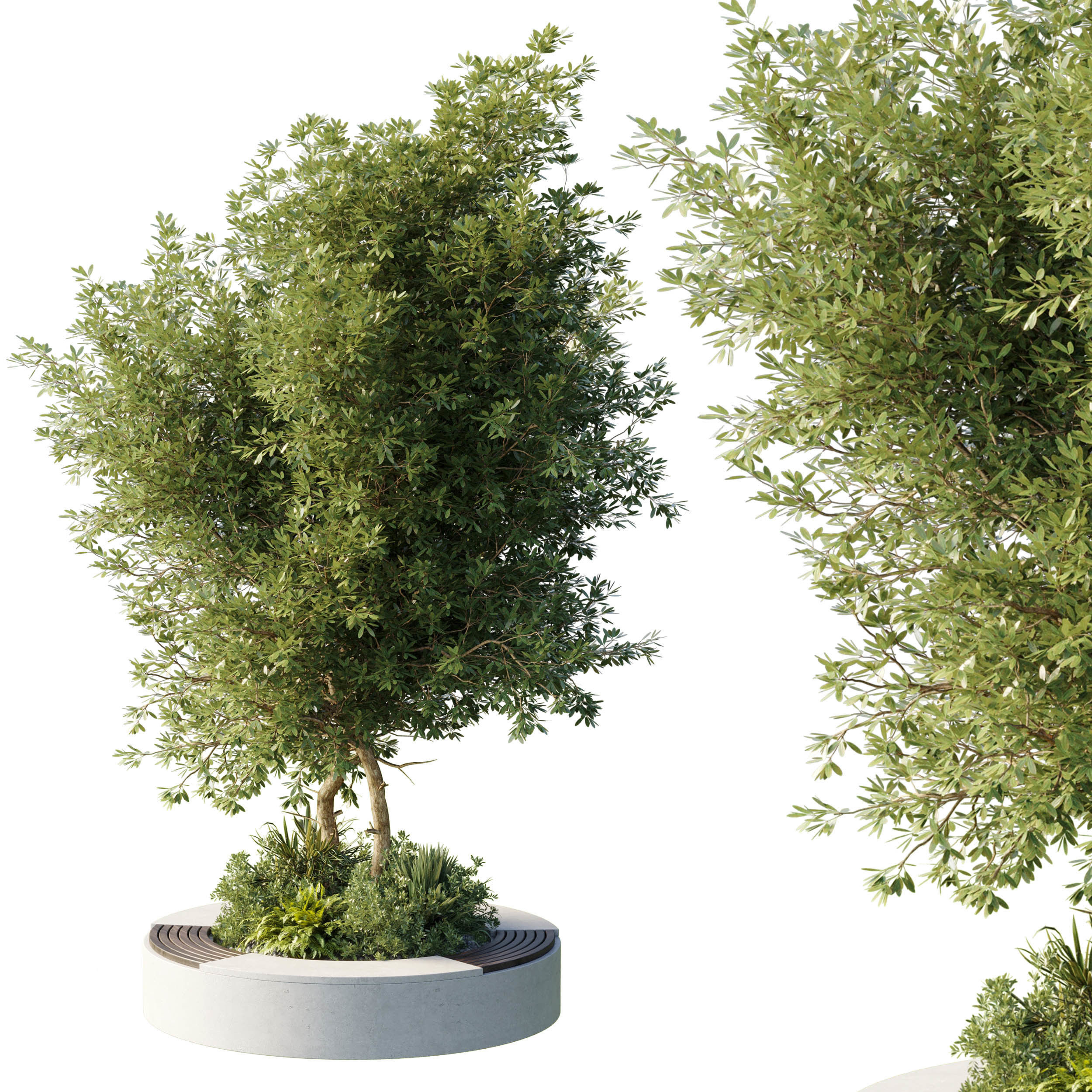 Urban Environment - Urban Furniture - Green Benches  Low-poly 3D model_1