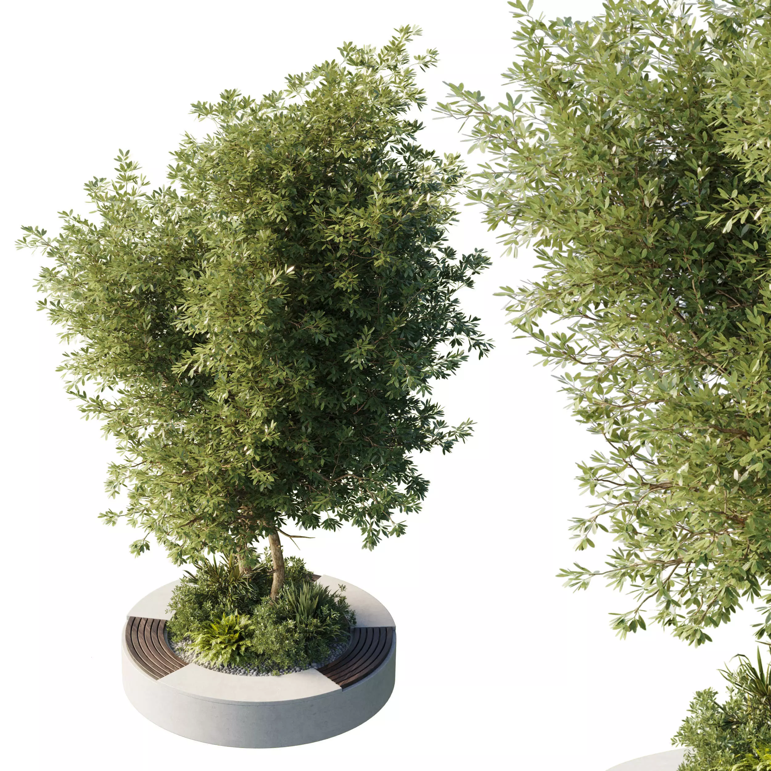 Urban Environment - Urban Furniture - Green Benches  Low-poly 3D model_0