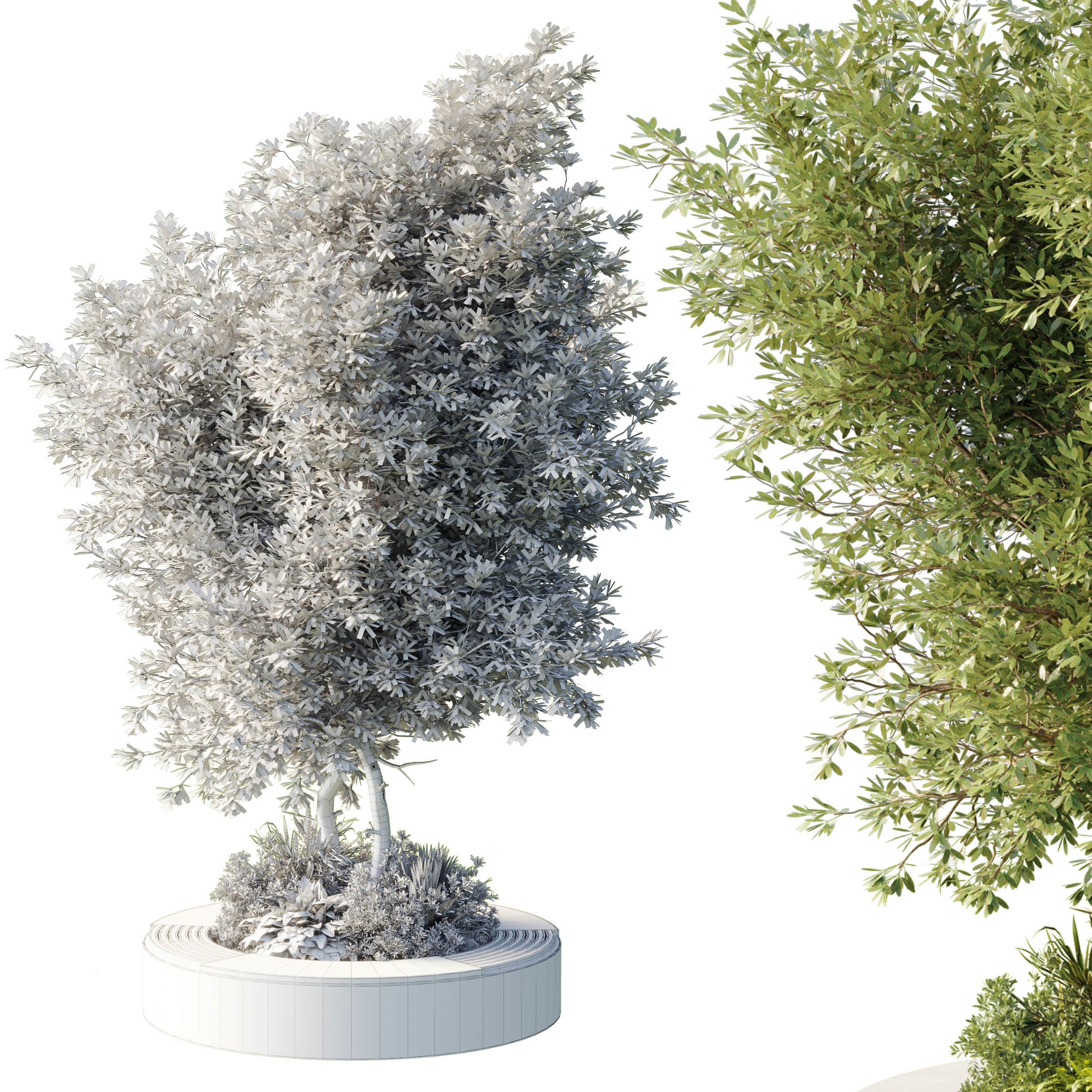 Urban Environment - Urban Furniture - Green Benches  Low-poly 3D model_2