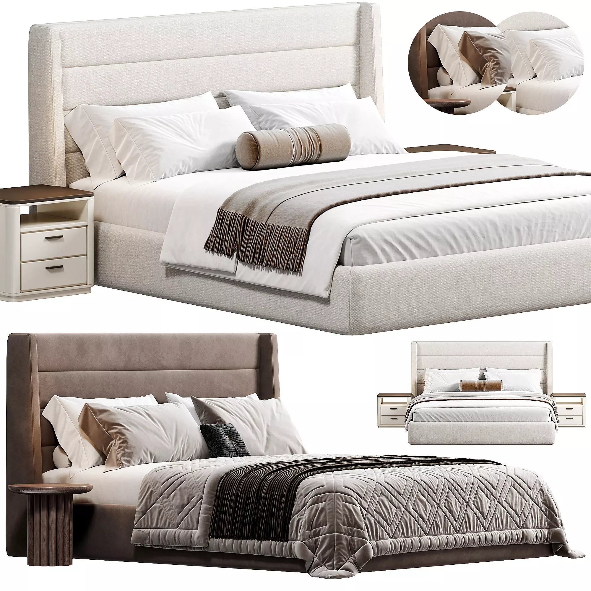 Emmit Bed King Quarry by Highfashionhome 3D model_0
