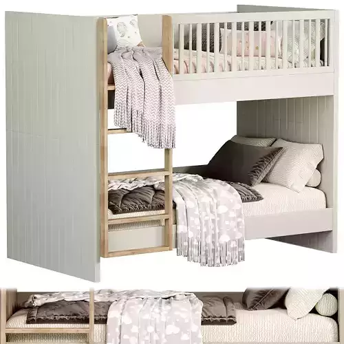 Finn Sage Green Wood Kids Bed by crateandbarrel 3D model