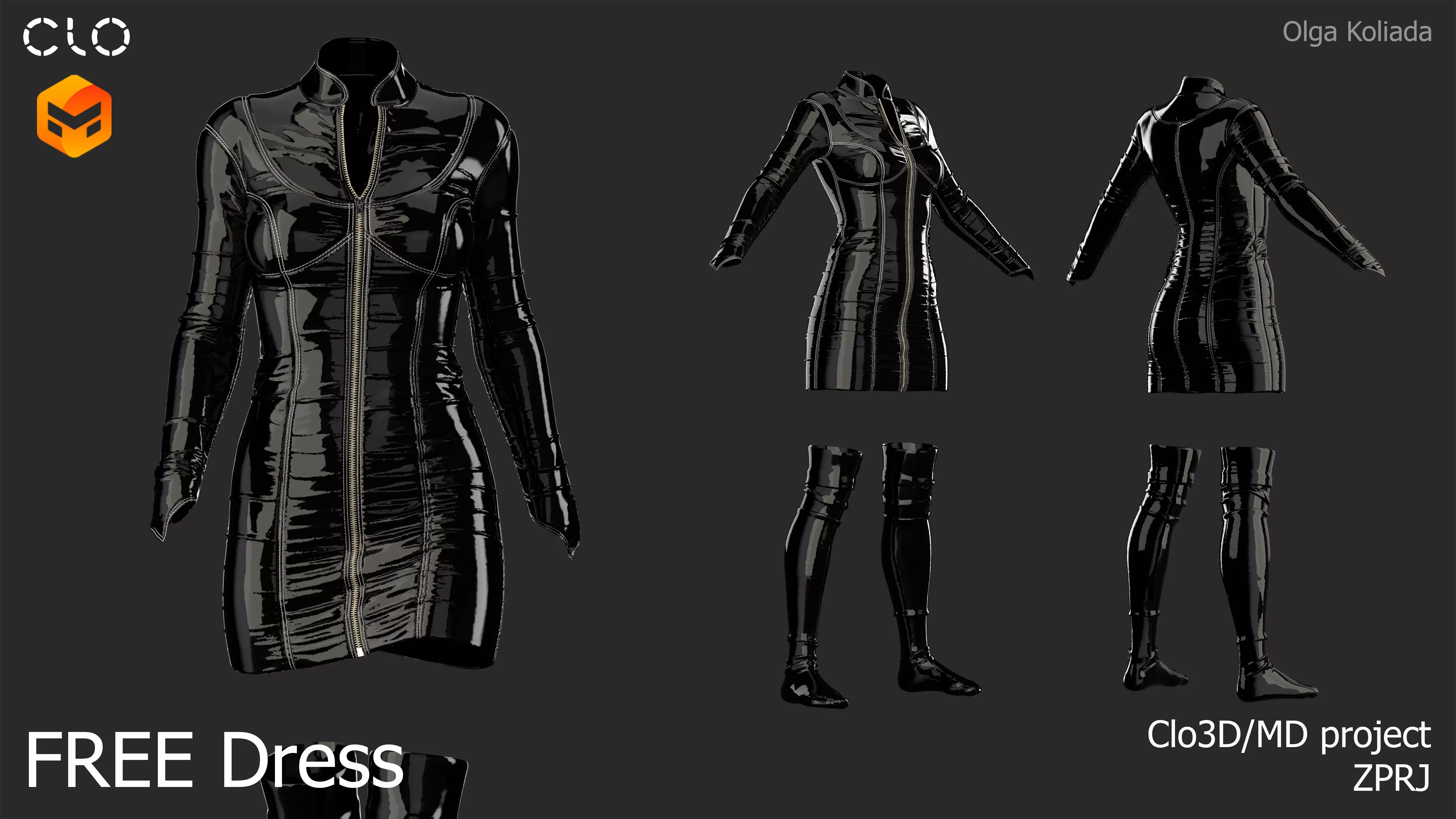 FREE Dress Marvelous Designer project Free 3D model