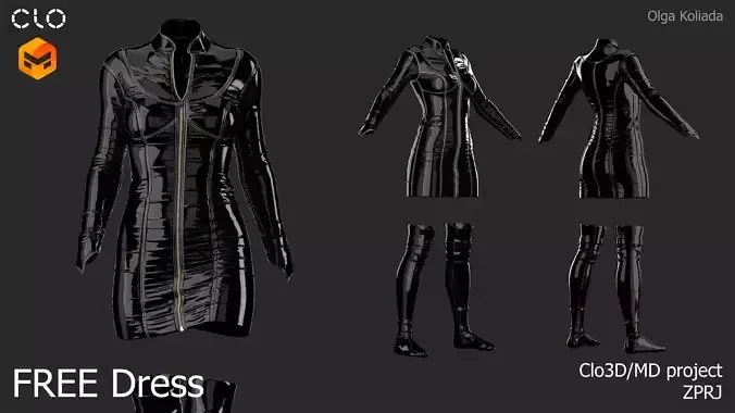 FREE Dress Marvelous Designer project Free 3D model