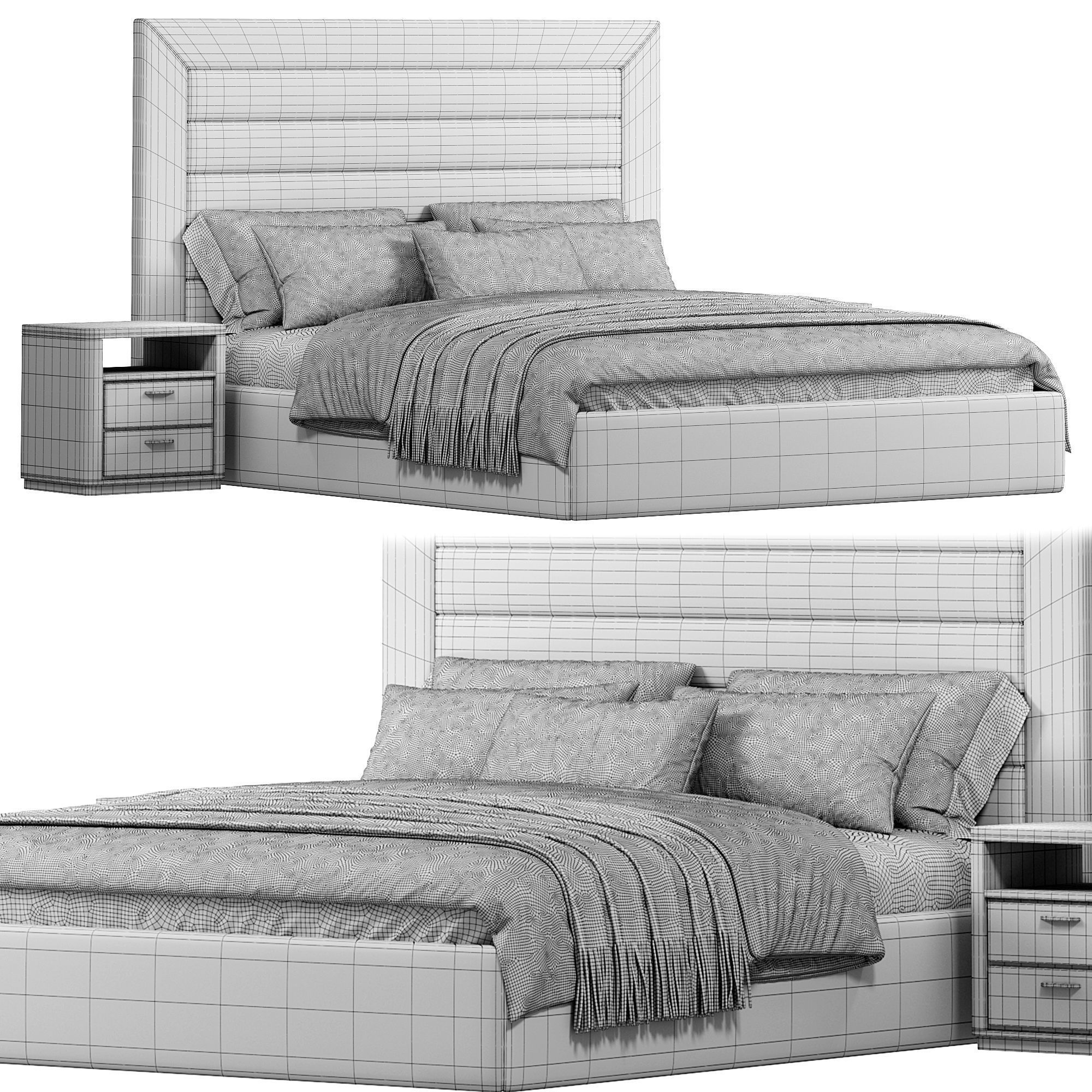 Jessica Bed by matras korona 3D model_4