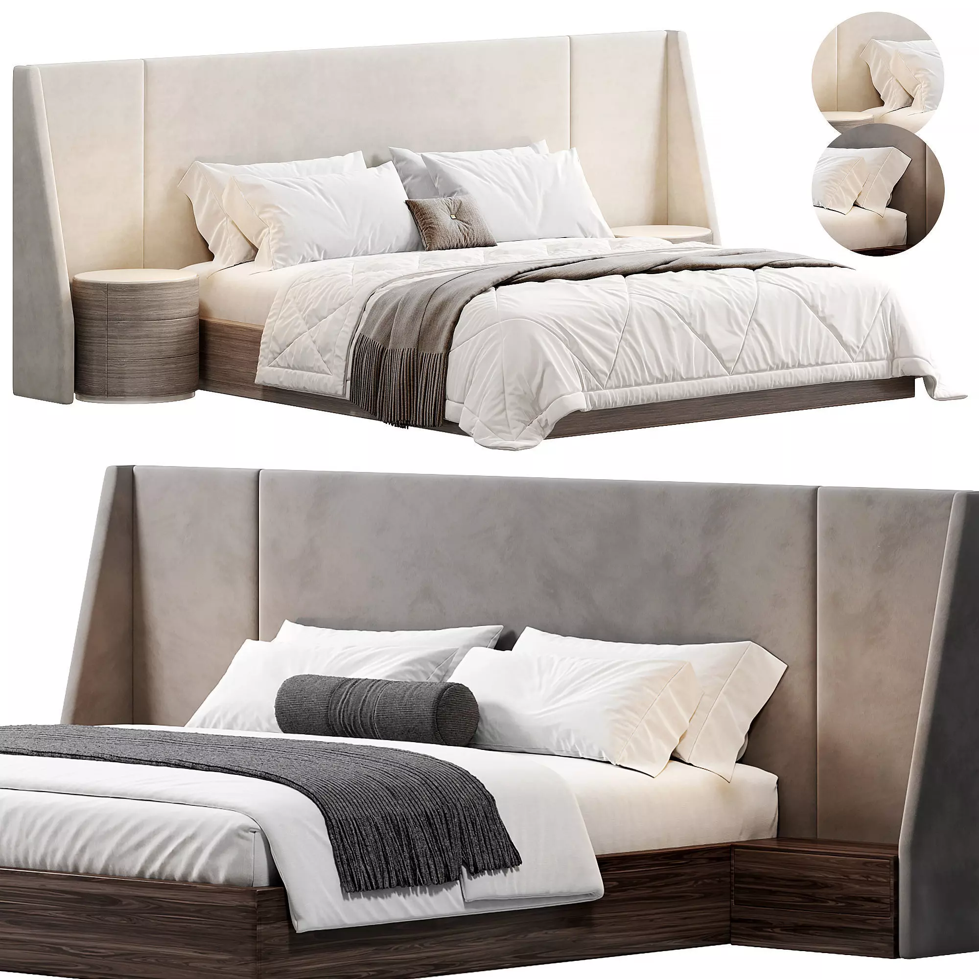 Nova Domus Janice Modern Bed and Nightstands by modishstore 3D model