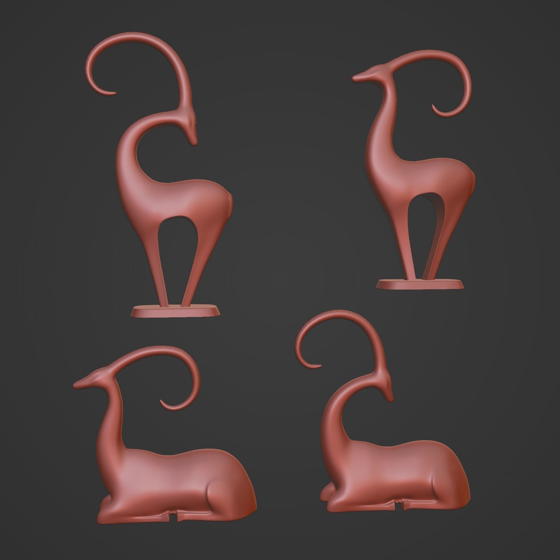 Abstract Deer Figurines Pack 3D print model_1