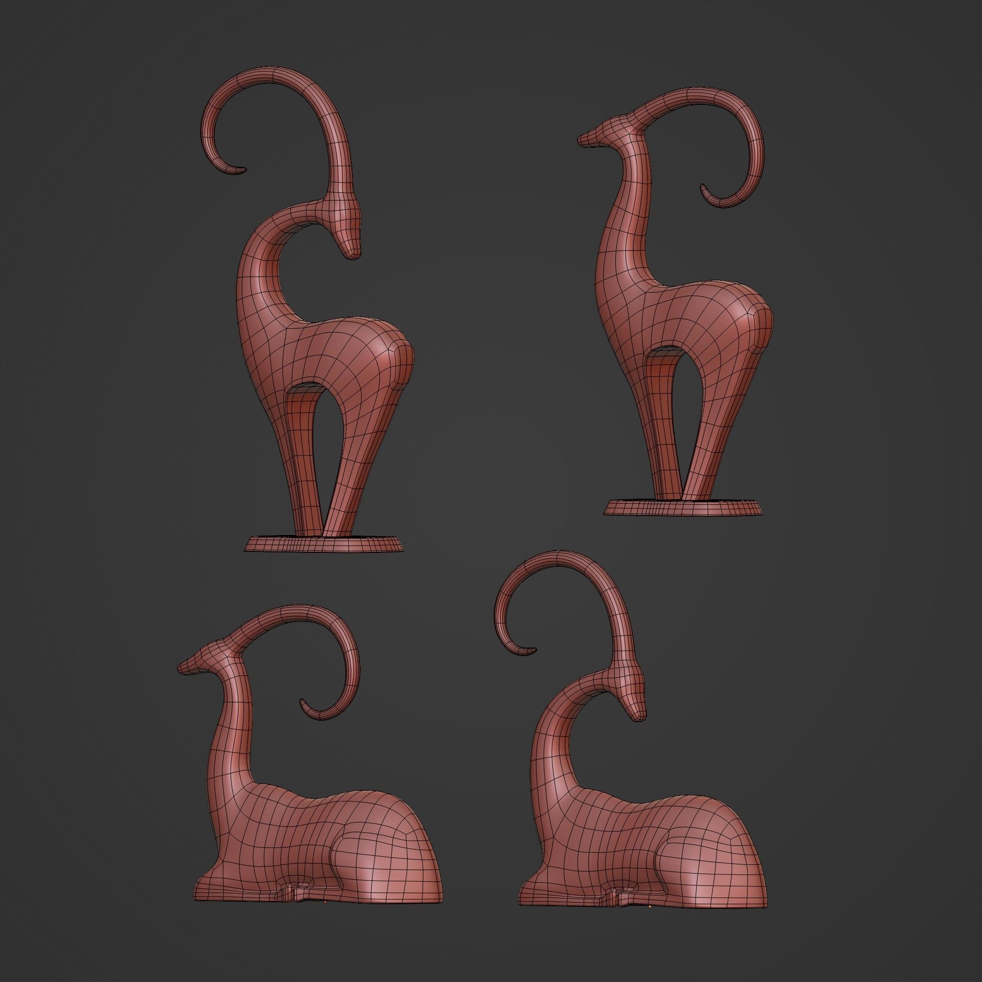 Abstract Deer Figurines Pack 3D print model_4