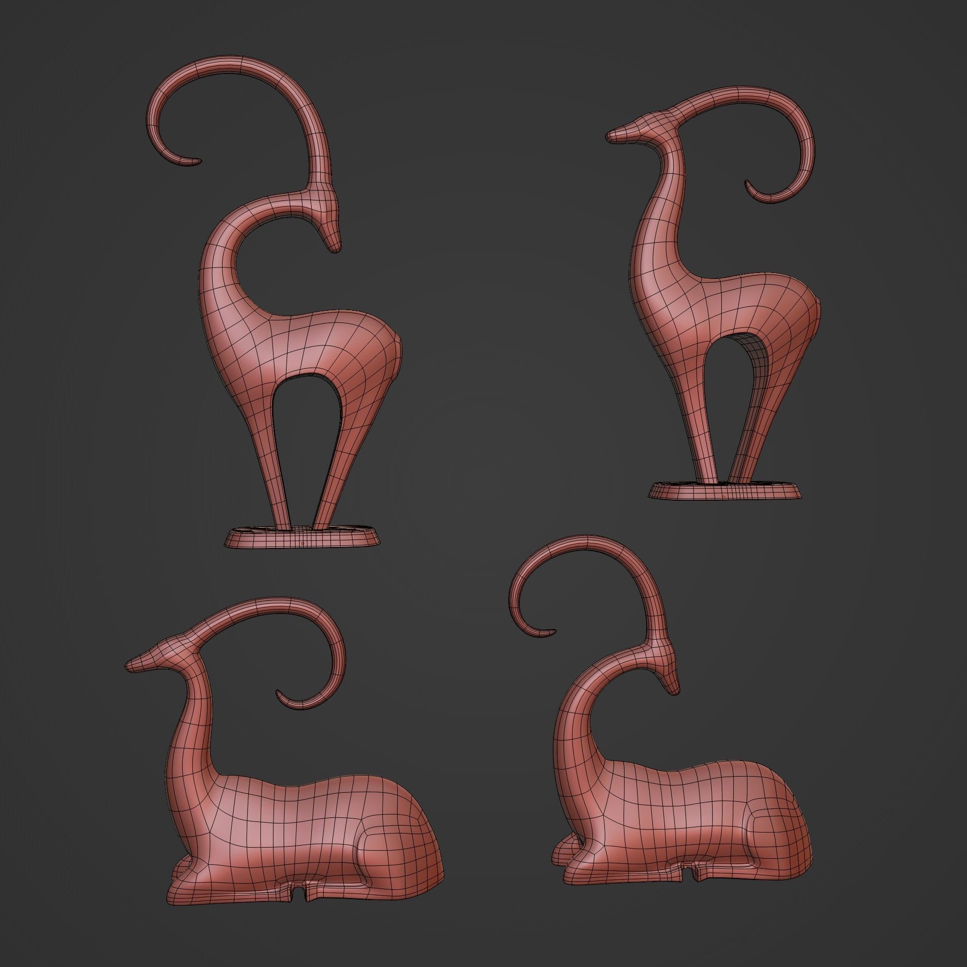 Abstract Deer Figurines Pack 3D print model_2