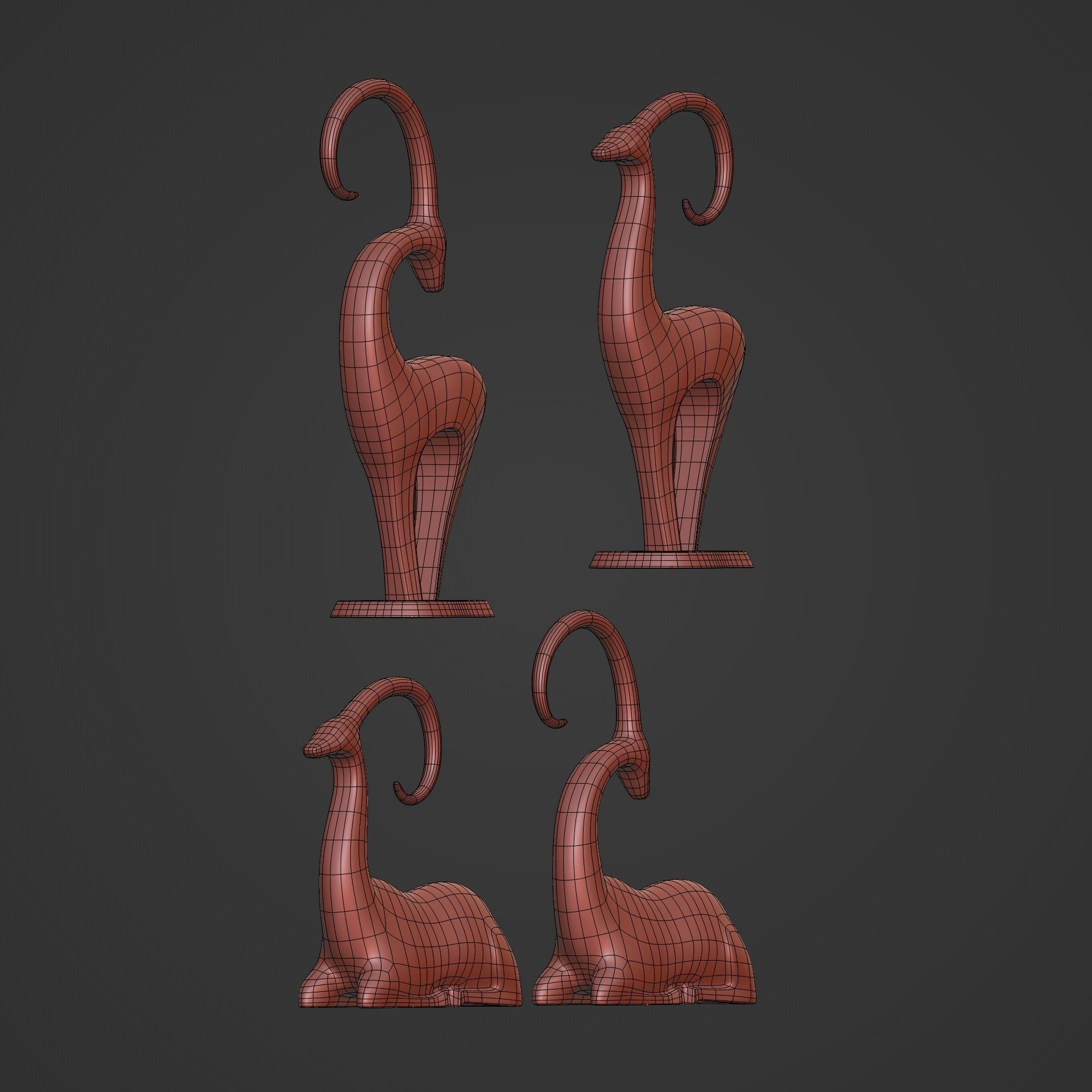 Abstract Deer Figurines Pack 3D print model_6