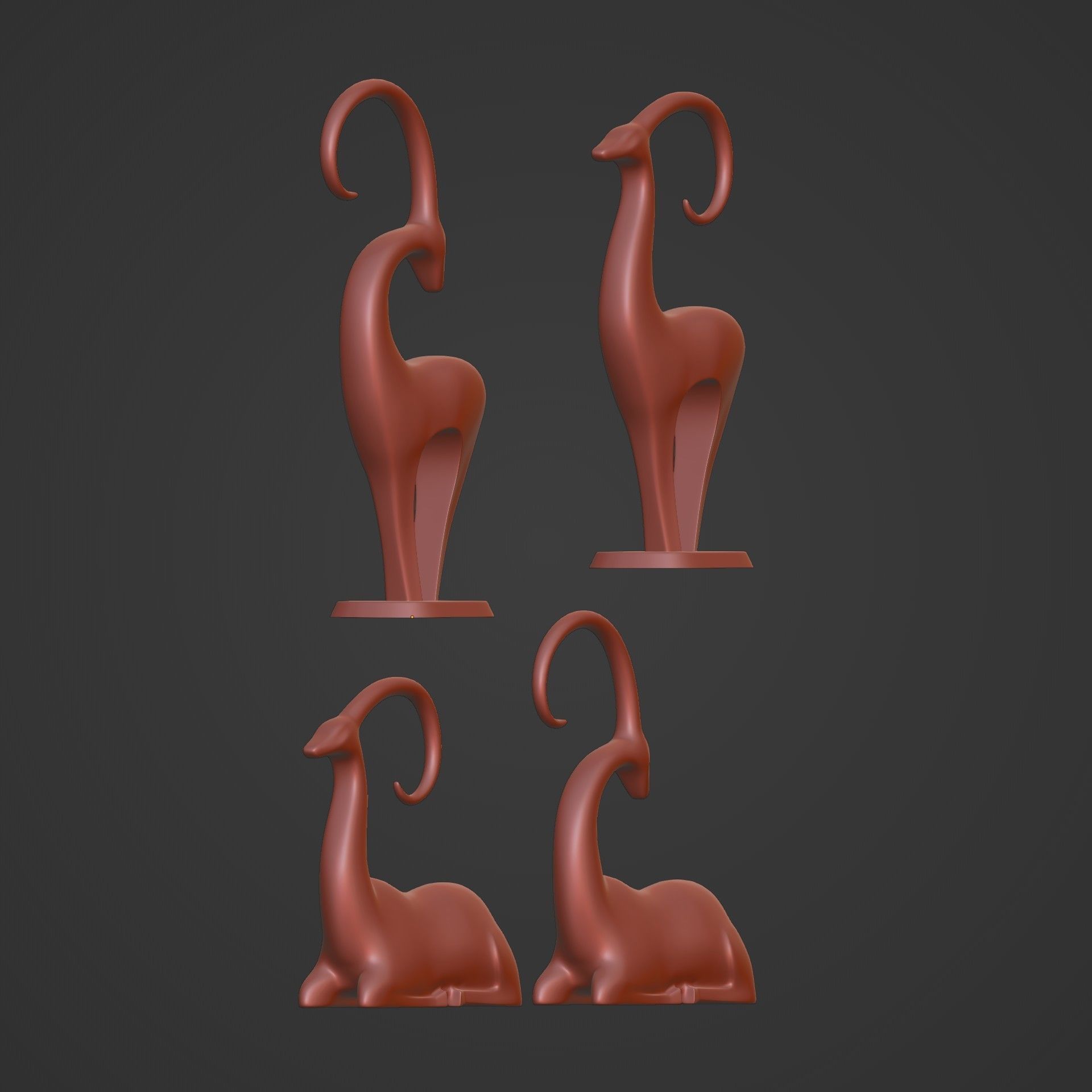 Abstract Deer Figurines Pack 3D print model_5