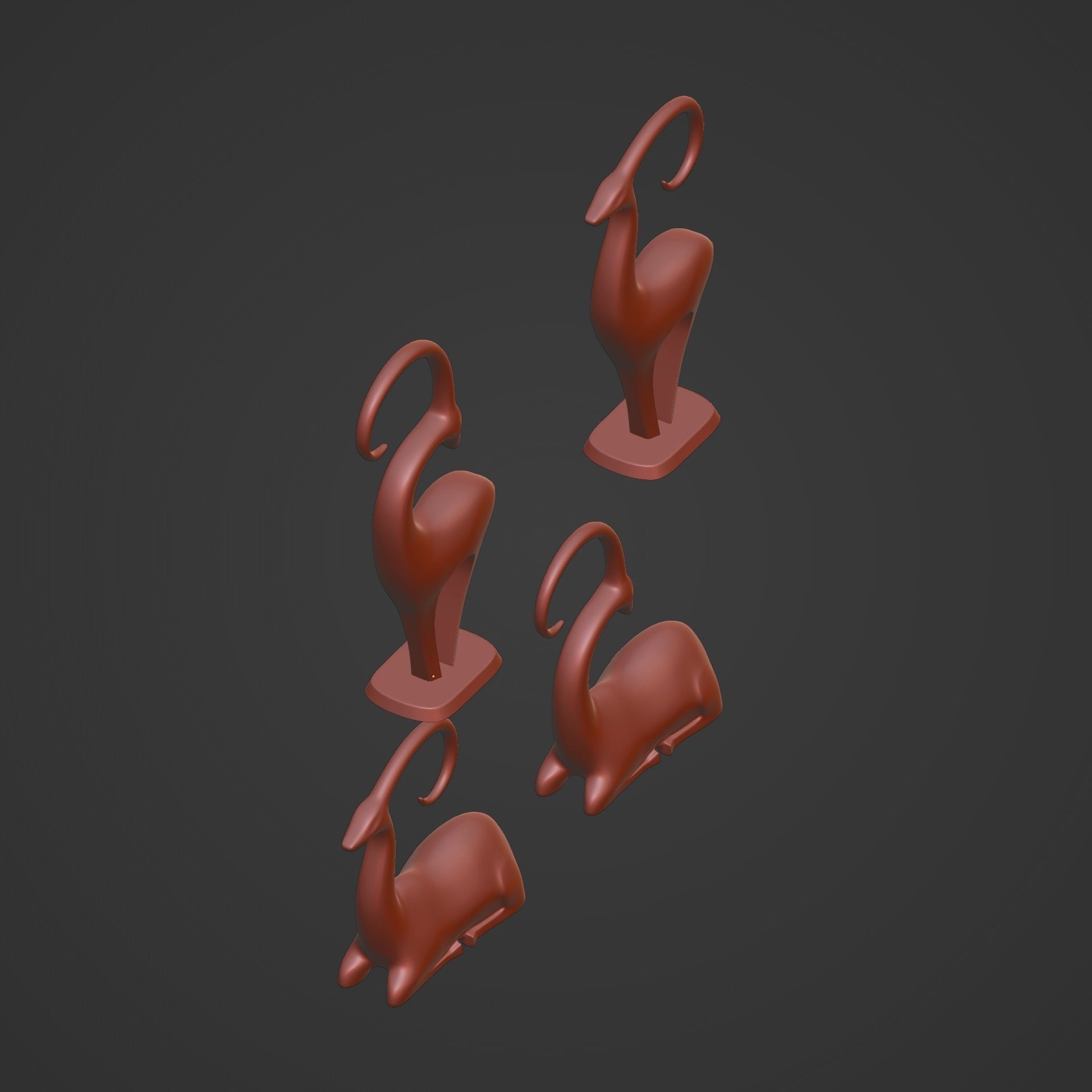 Abstract Deer Figurines Pack 3D print model_7