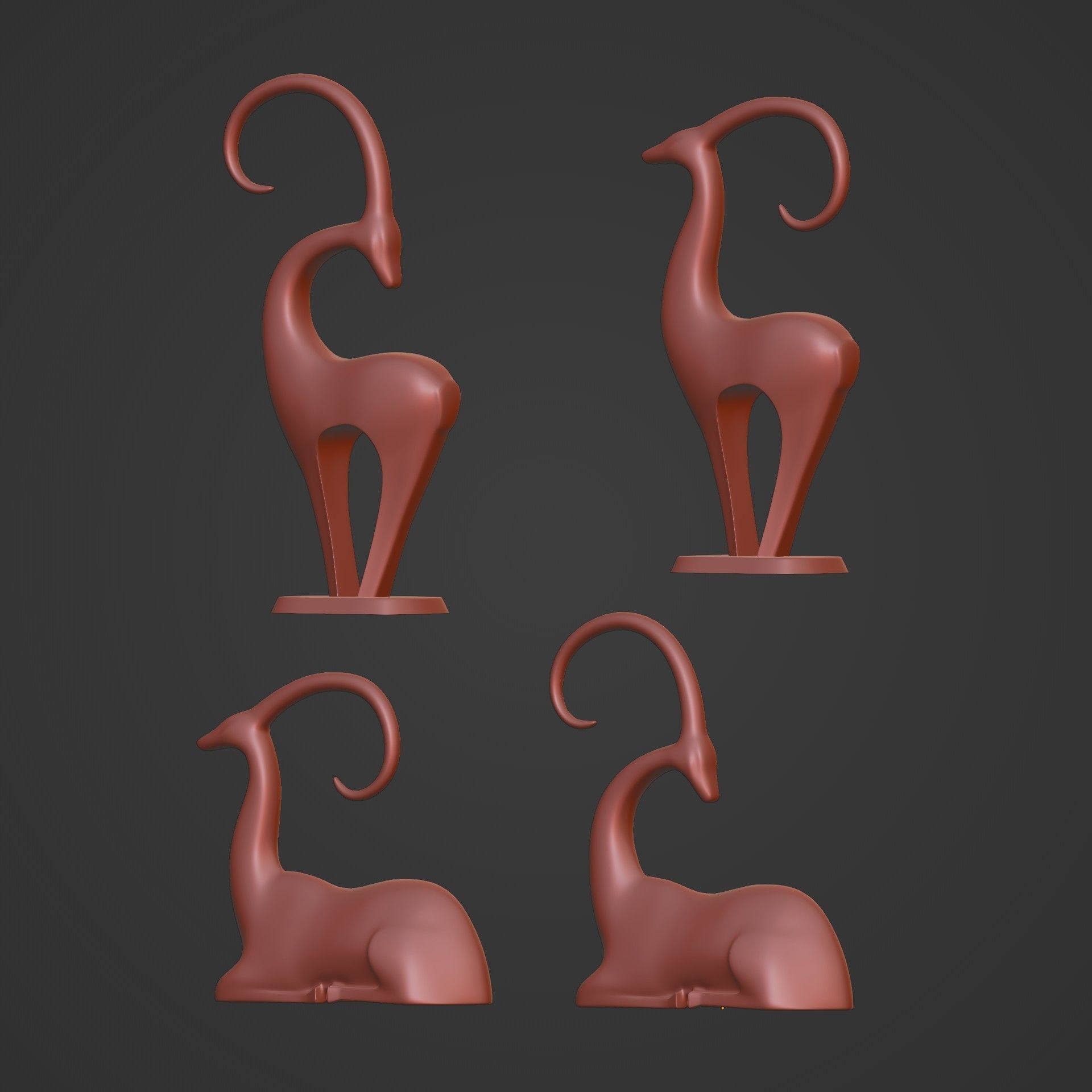 Abstract Deer Figurines Pack 3D print model_3