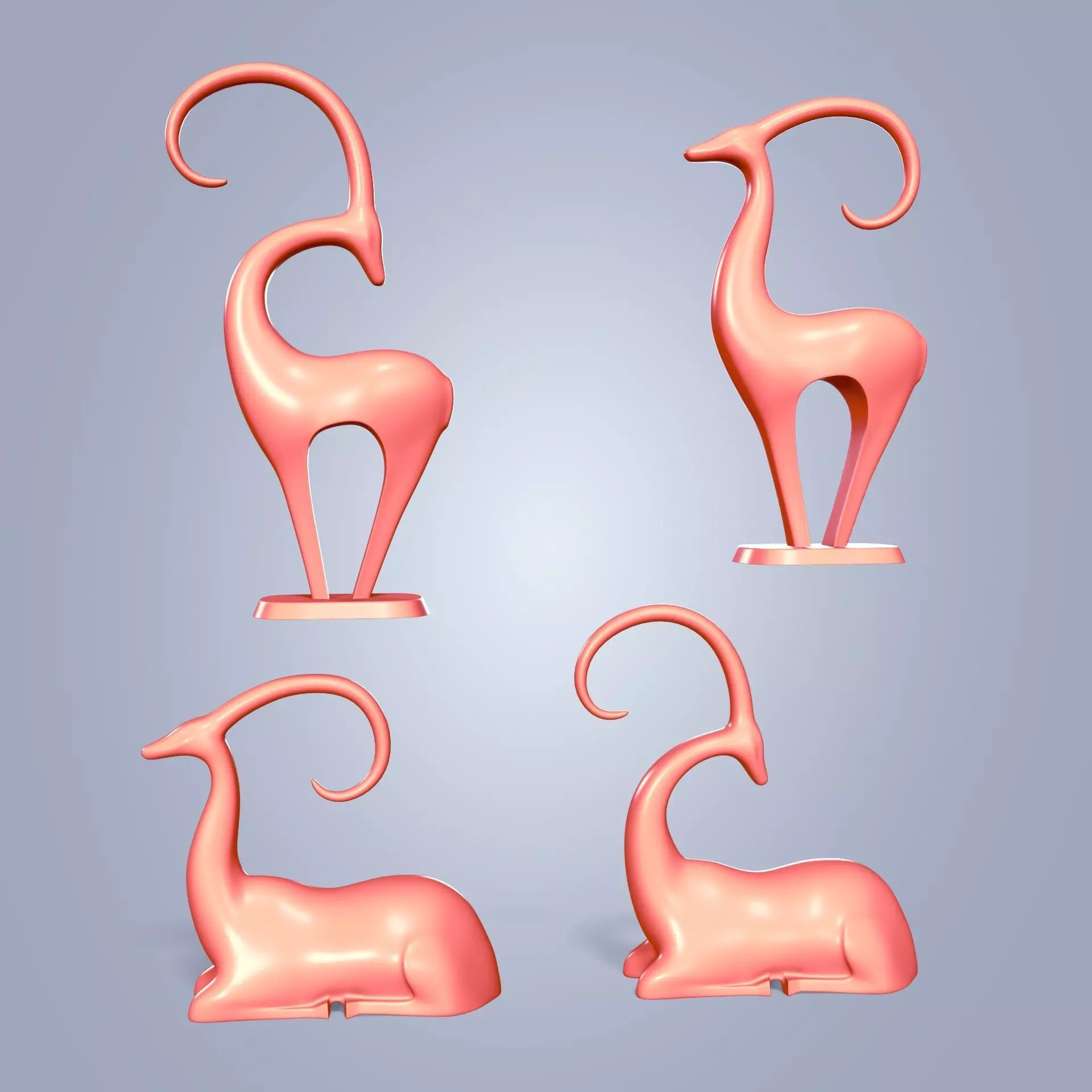 Abstract Deer Figurines Pack 3D print model_0