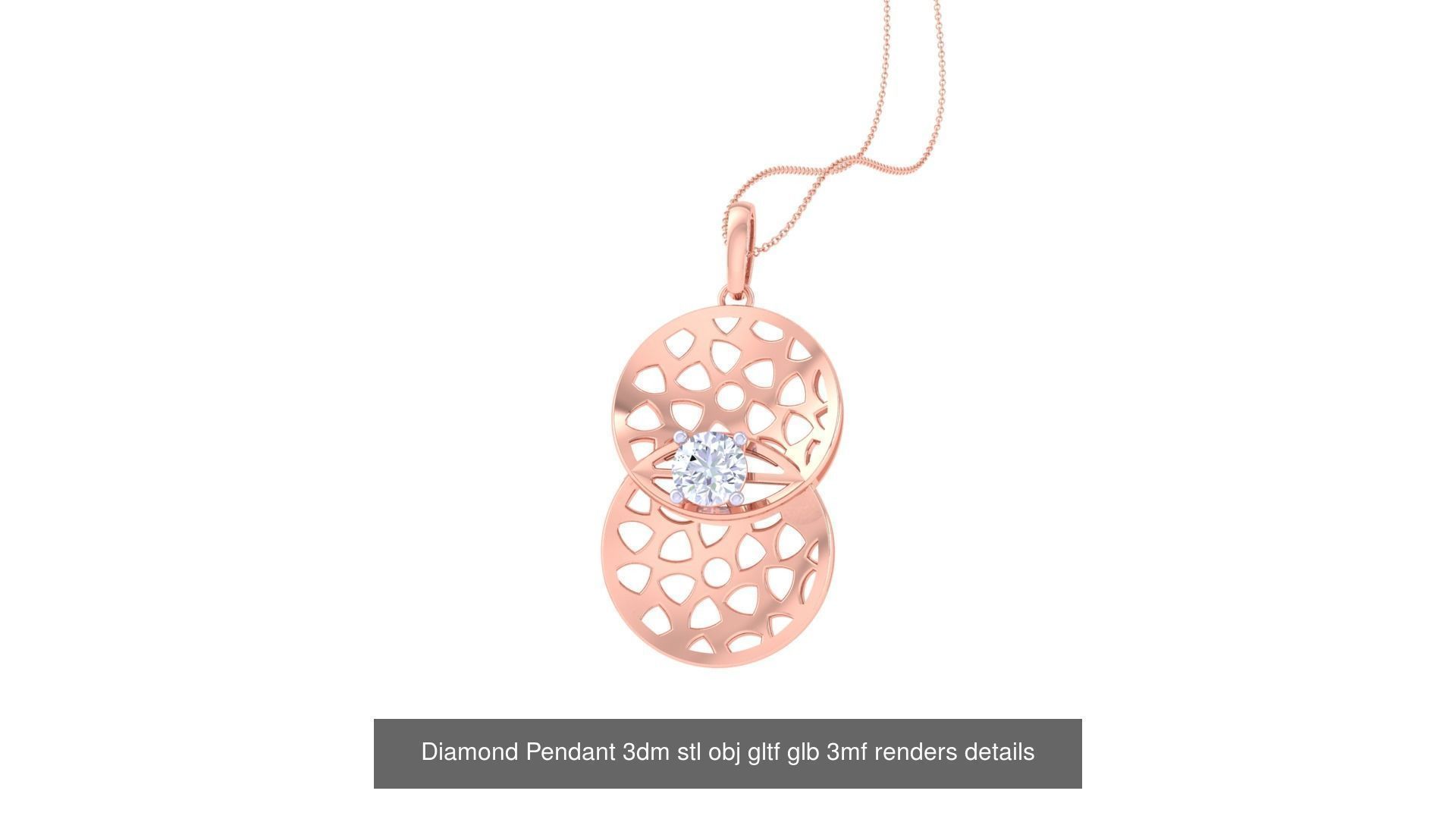 30 Solitaire Diamond Mesh Pendant 3dm stl obj gltf glb 3mf 3D Model Collection_22