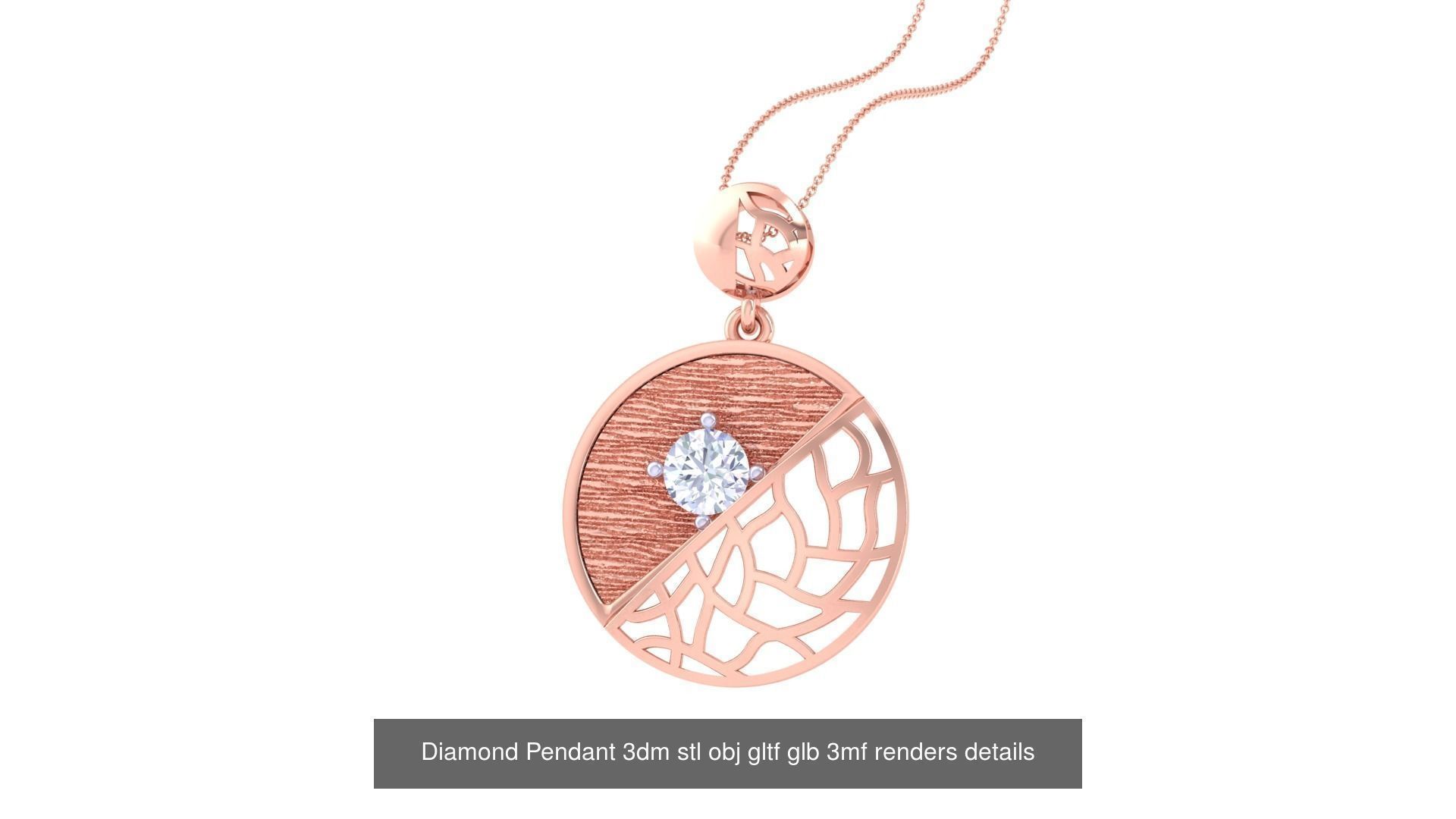 30 Solitaire Diamond Mesh Pendant 3dm stl obj gltf glb 3mf 3D Model Collection_17