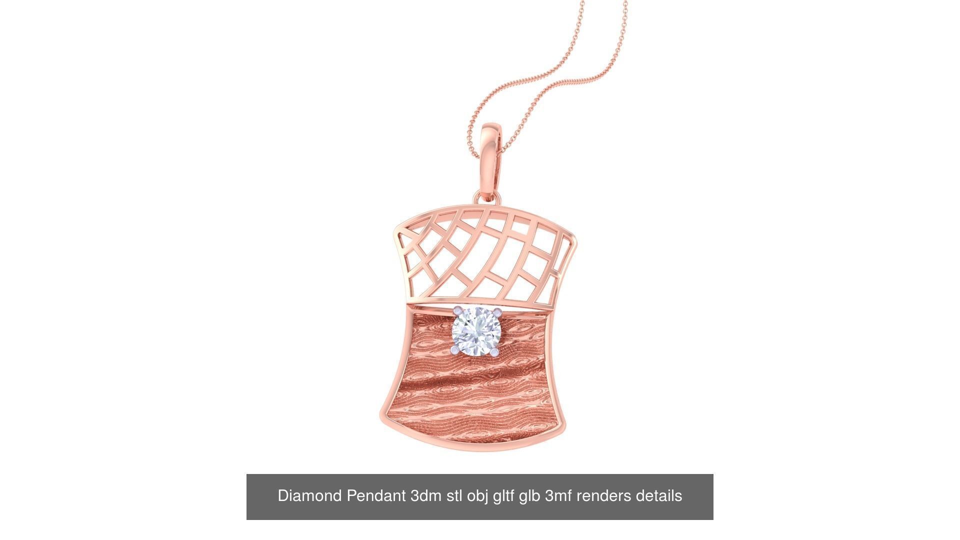 30 Solitaire Diamond Mesh Pendant 3dm stl obj gltf glb 3mf 3D Model Collection_14