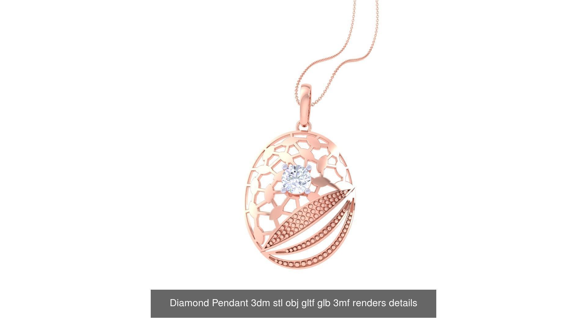 30 Solitaire Diamond Mesh Pendant 3dm stl obj gltf glb 3mf 3D Model Collection_8