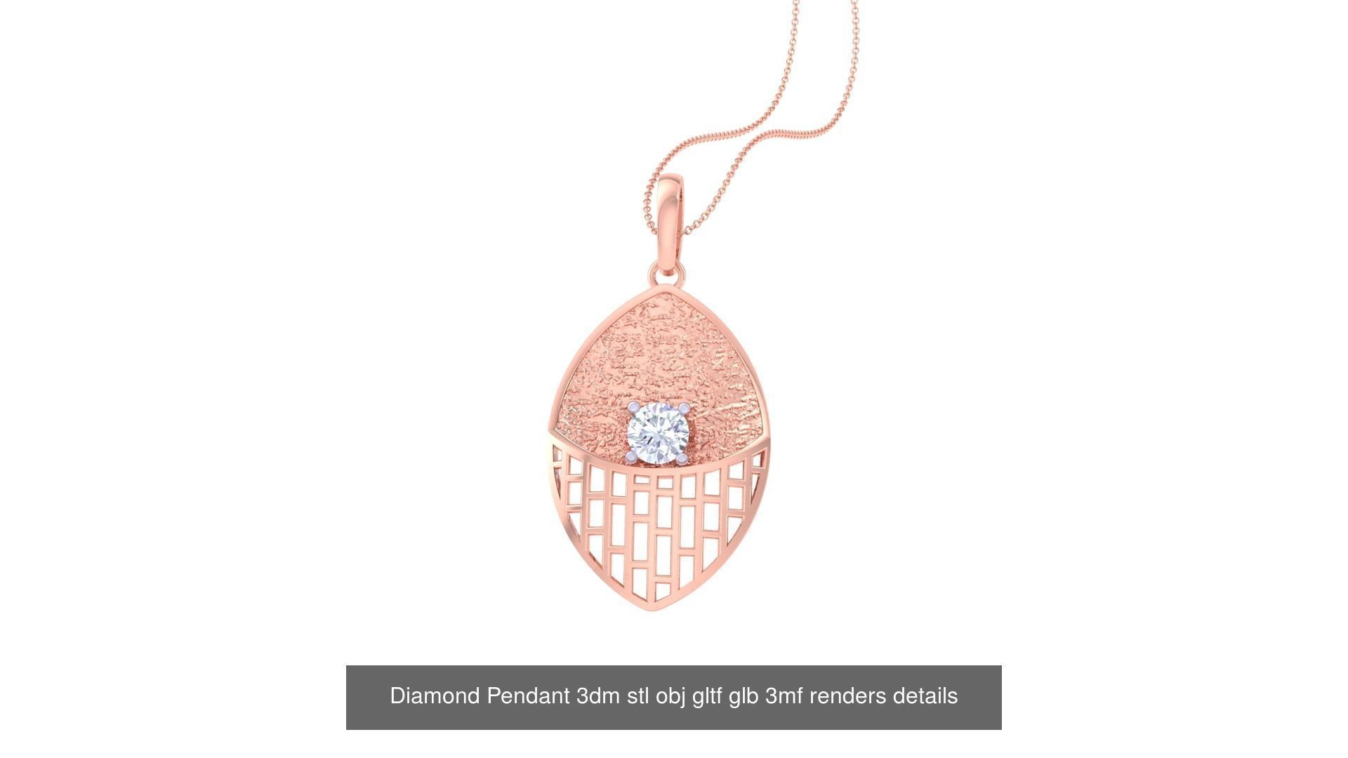 30 Solitaire Diamond Mesh Pendant 3dm stl obj gltf glb 3mf 3D Model Collection_10