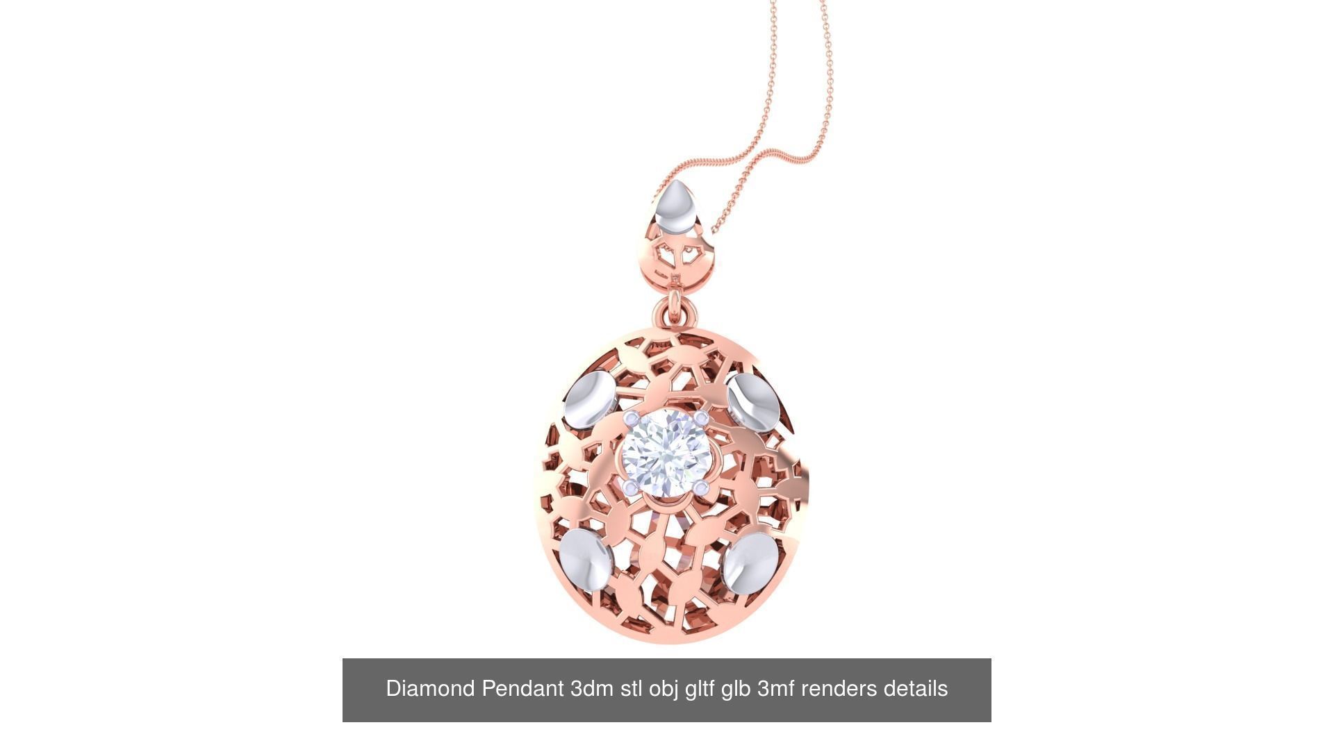 30 Solitaire Diamond Mesh Pendant 3dm stl obj gltf glb 3mf 3D Model Collection_30