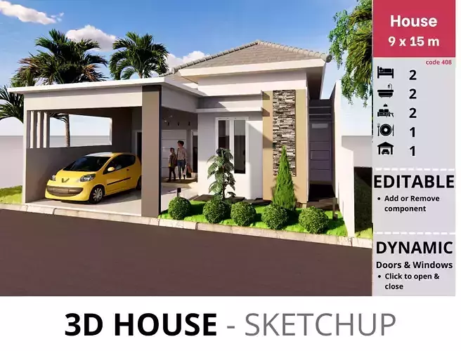 House 9x15m code 408 - Sketchup