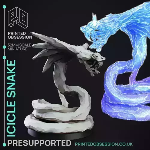 Icicle Snake - 3D Printable TTRPG - PRESUPPORTED - 32mm Scale