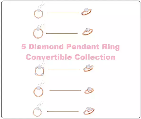 5 Diamond Pendant Ring convertible 3dm stl obj gltf glb 3mf 3D Model Collection