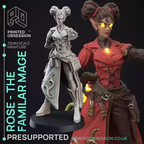 Rose Summoner - 3D Printable TTRPG - PRESUPPORTED - 32mm Scale 3D print model