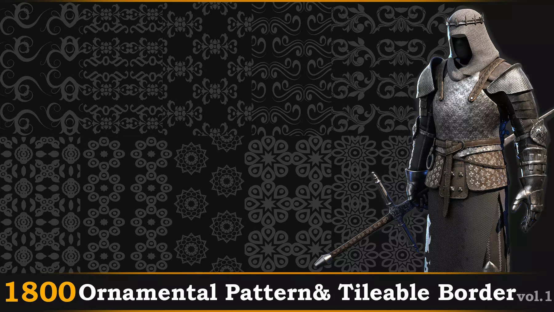 1800 ornamental alpha patterns and tileable borders Vol-01 Texture_0