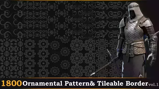 1800 ornamental alpha patterns and tileable borders Vol-01 Texture