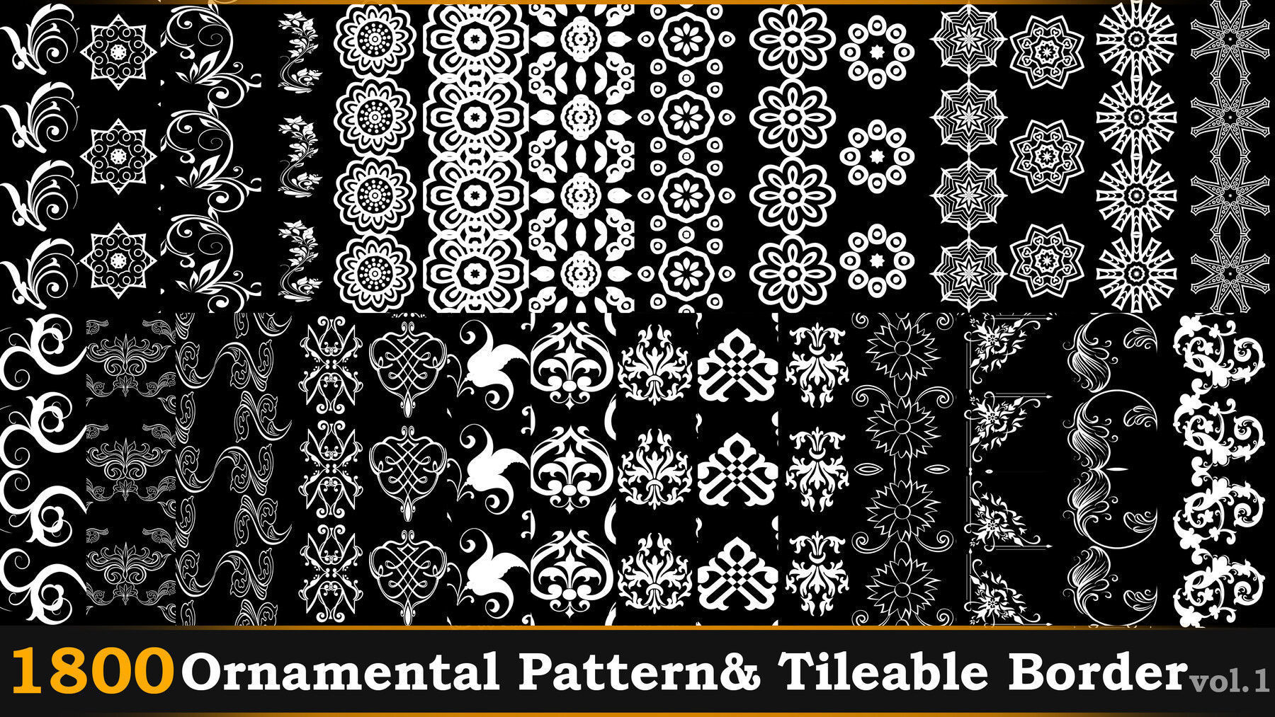 1800 ornamental alpha patterns and tileable borders Vol-01 Texture_1