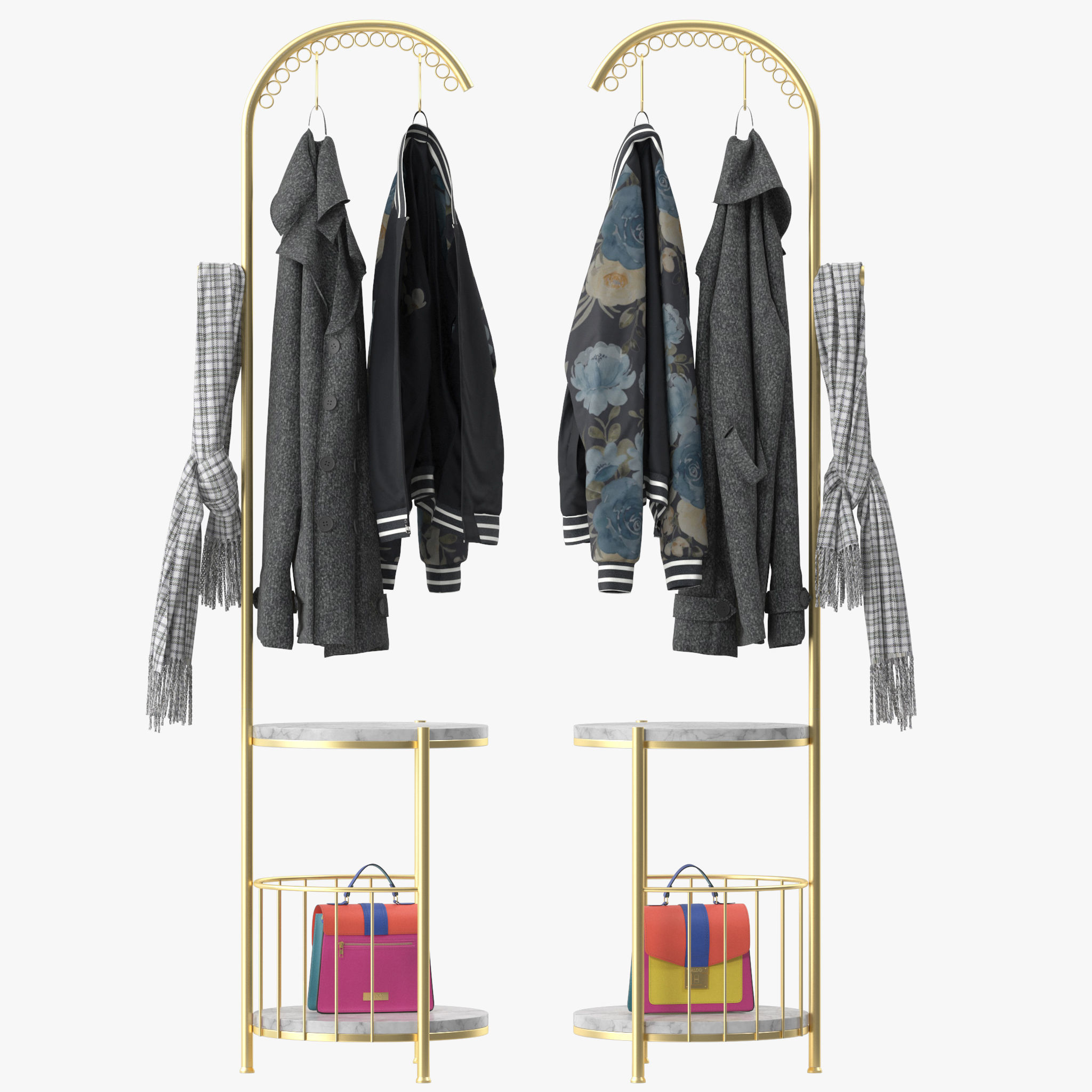 WIGING Coat Rack Stand With Hooks 3D model_2