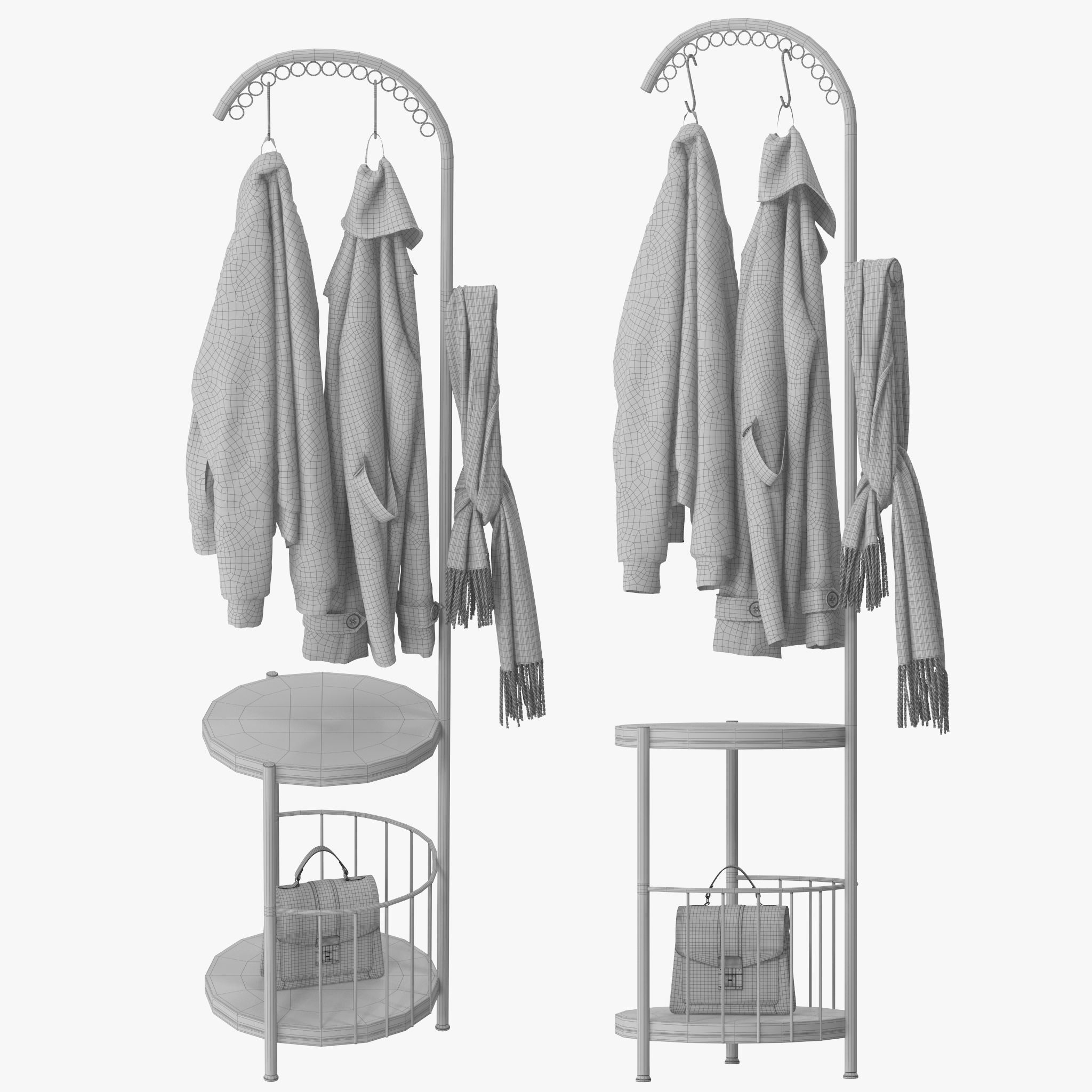 WIGING Coat Rack Stand With Hooks 3D model_14