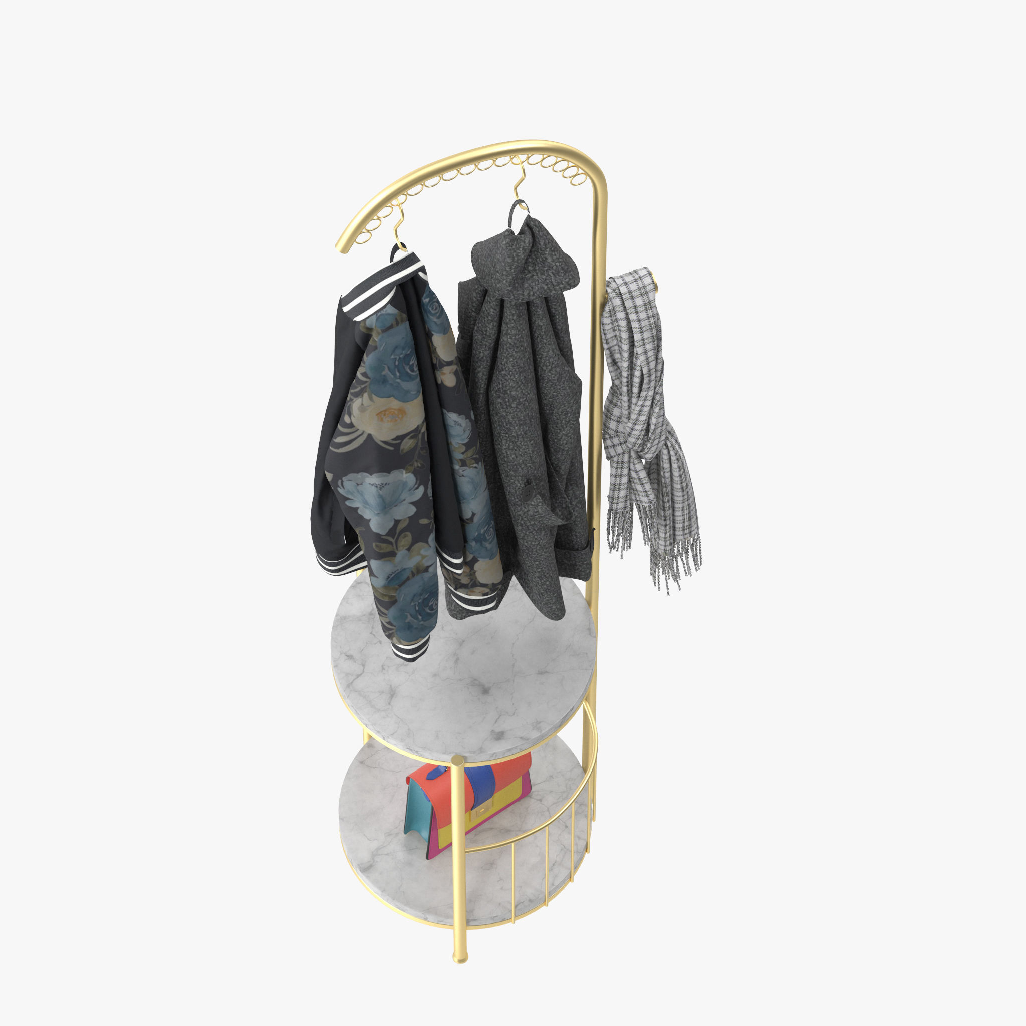 WIGING Coat Rack Stand With Hooks 3D model_13