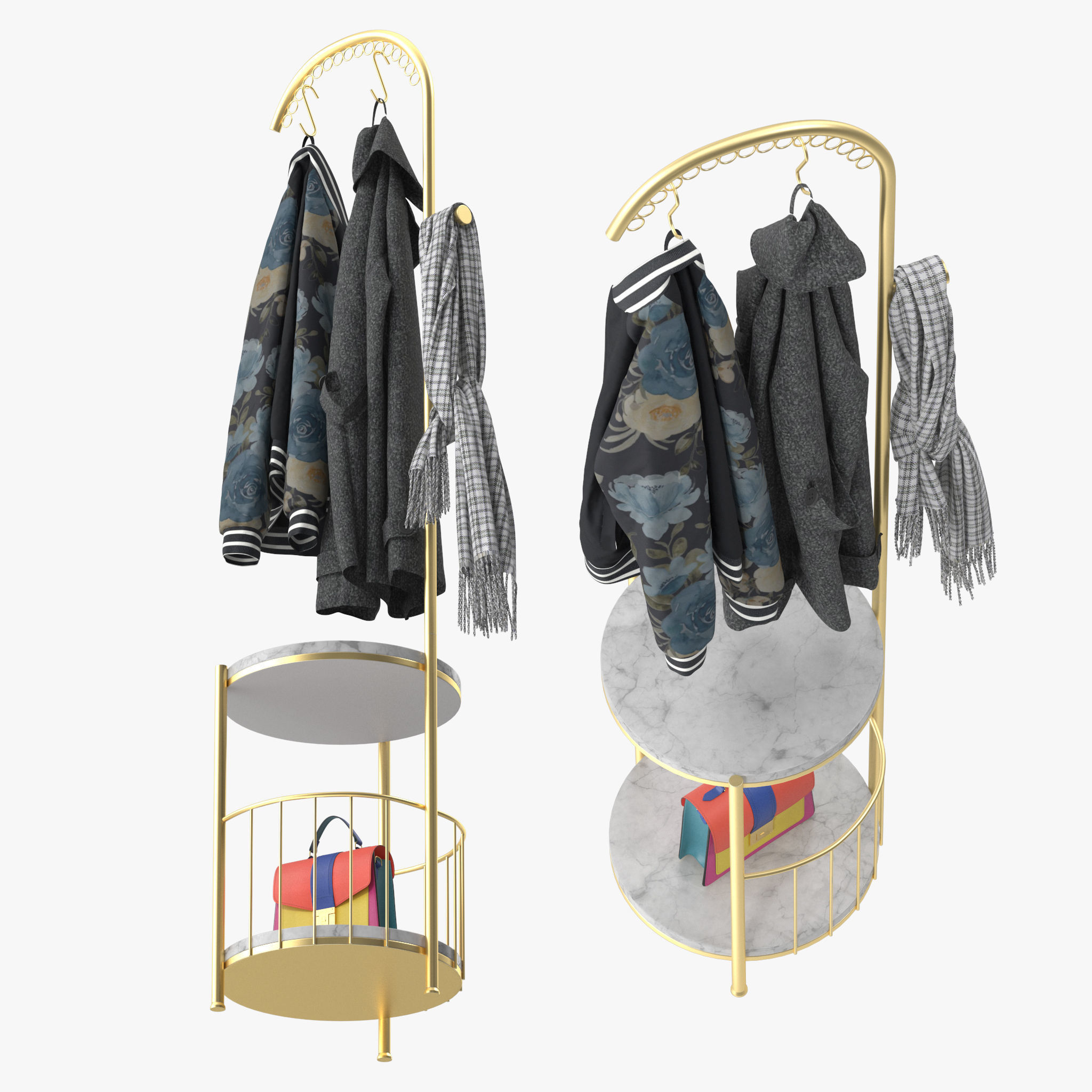 WIGING Coat Rack Stand With Hooks 3D model_3