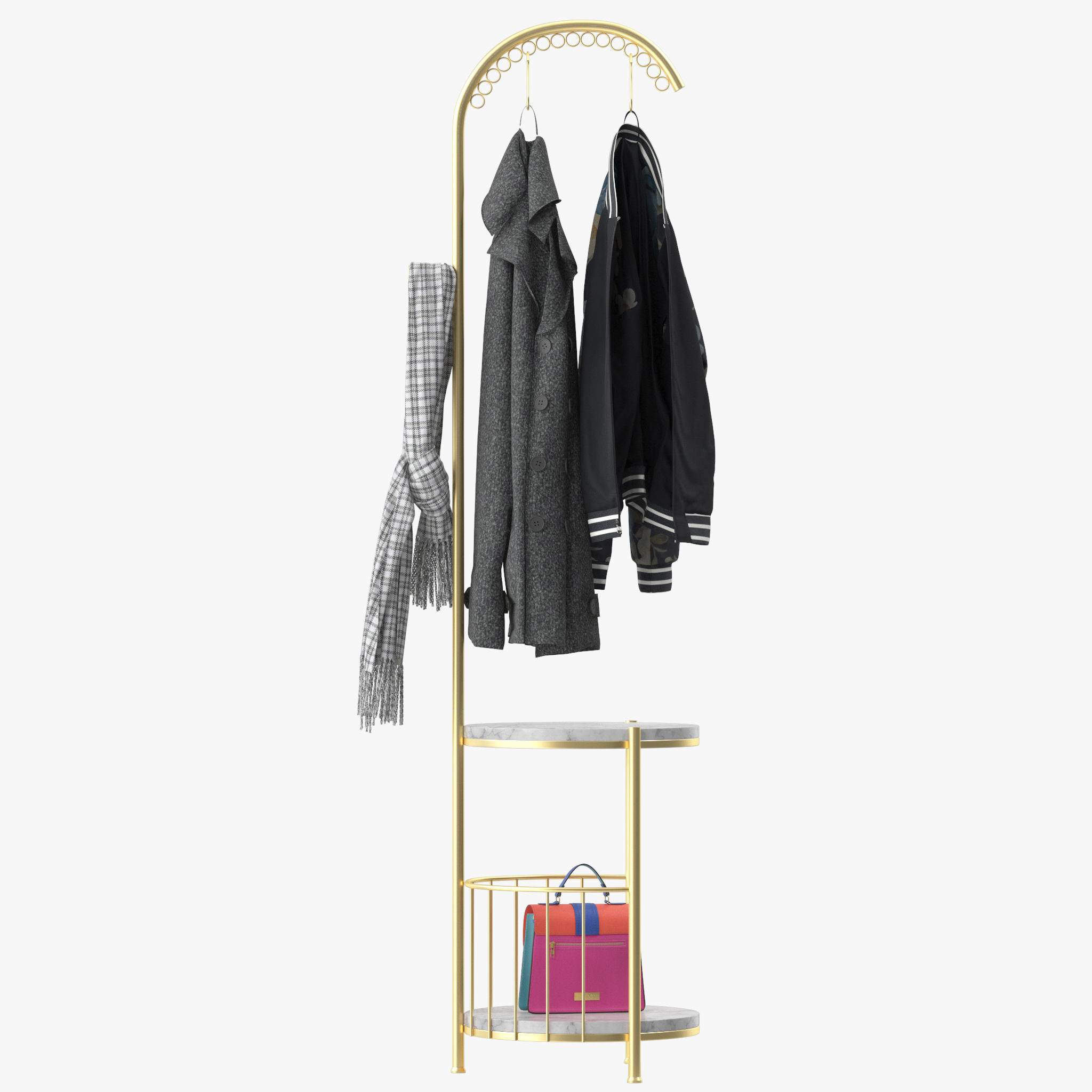 WIGING Coat Rack Stand With Hooks 3D model_11